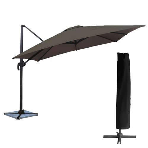 Parasol Déporté Molokai Carré 3x3m Gris + Housse