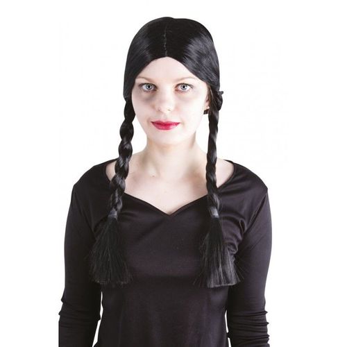 Perruque À Tresses Noires Femme Mercredi