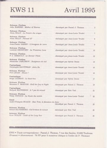 Fanzine K W S N°11 Avril 1995 Keep Watching The Skies