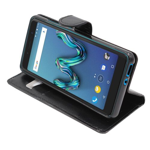 ebestStar - Etui Wiko Tommy 3 Coque Portefeuille PU Cuir, Noir [Dimensions PRECISES Smartphone : 146 x 71.5 x 9.1 mm, écran 5'']