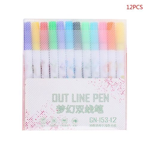 Stylo À Double Ligne Pour Dessin, Surligneur De Couleur De Rêve, Marque Fluorescente, 12 Pièces, Nouveauté 2022