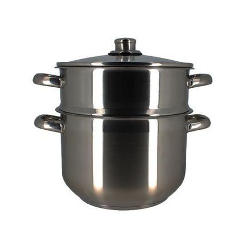 Menastyl - Couscoussier En Acier Inoxydable Avec Couvercle En Verre  - Gris