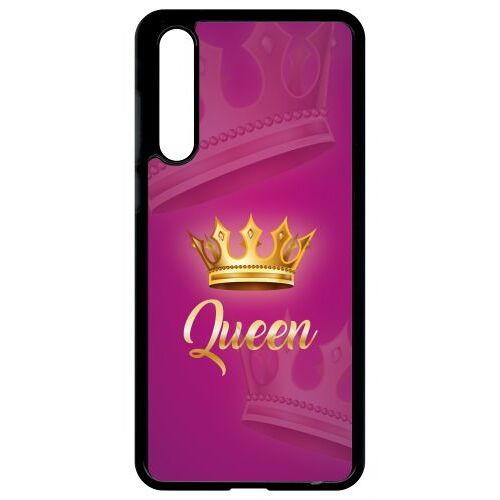 Coque pour smartphone - Queen fond rose - compatible avec huawei P20 Pro - Plastique - bord Noir