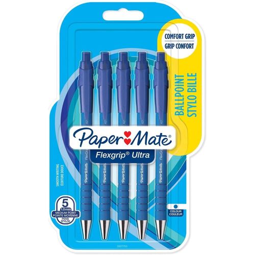 Paper:Mate Stylo À Bille Flexgrip Ultra, Blister De 5, Bleu