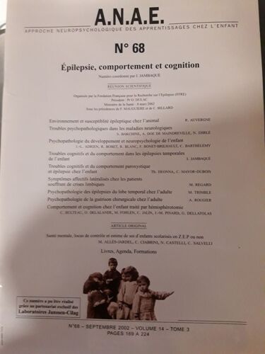 A.N.A.E 68 Epilepsie, Comportement Et Cognition