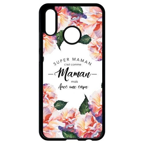 Coque Pour Smartphone - Super Maman - Compatible Avec Huawei P20 Lite - Plastique - Bord Noir