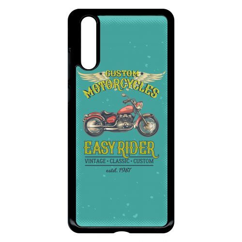 Coque pour smartphone - Moto rtro easy rider - compatible avec huawei P20 - Plastique - bord Noir
