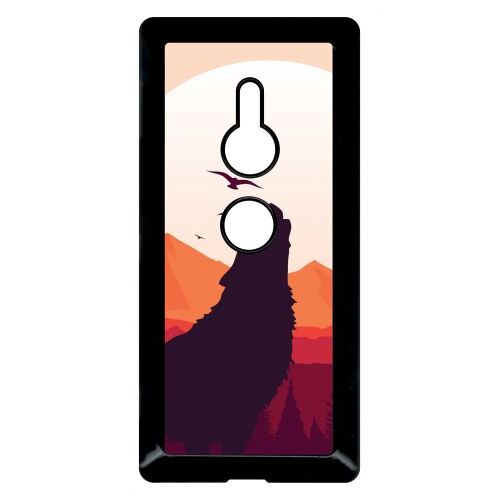 Coque Pour Smartphone - Loup La Pleine Lune - Compatible Avec Sony Xperia Xz2 - Plastique - Bord Noir