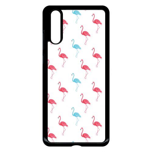 Coque pour smartphone - Flamand rose - compatible avec huawei P20 - Plastique - bord Noir