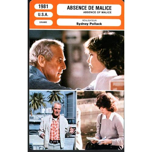 Fiche Monsieur Cinema Absence De Malice De Sydney Pollack Avec Paul Newman, Sally Field Et Bob Balaban