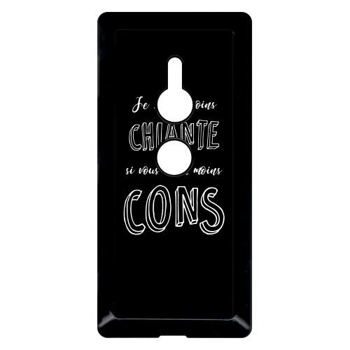 Coque Pour Smartphone - Je Serais Moins Chiante Si Vous Etiez Moins Cons - Compatible Avec Sony Xperia Xz2 - Plastique - Bord Noir