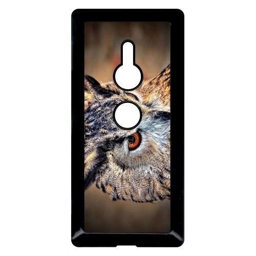 Coque Pour Smartphone - Chouette Hiboux - Compatible Avec Sony Xperia Xz2 - Plastique - Bord Noir