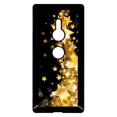 Coque Pour Smartphone - Étoile D'or Sur Fond Noir - Compatible Avec Sony Xperia Xz2 - Plastique - Bord Noir