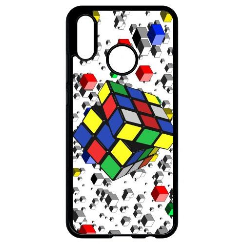 Coque Pour Smartphone - Rubik's Cube 3d - Compatible Avec Huawei P20 Lite - Plastique - Bord Noir
