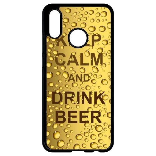 Coque Pour Smartphone - Keep Calm Biere Bulle - Compatible Avec Huawei P20 Lite - Plastique - Bord Noir