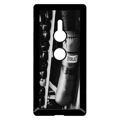 Coque pour smartphone - Sac de boxe black and white - compatible avec sony Xperia XZ2 - Plastique - bord Noir