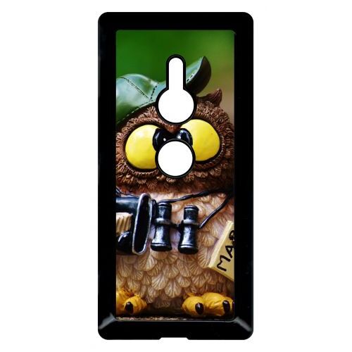 Coque Pour Smartphone - Chouette - Compatible Avec Sony Xperia Xz2 - Plastique - Bord Noir