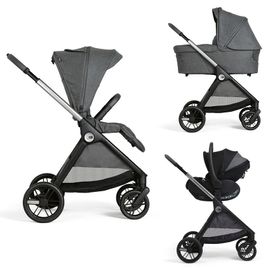Poussette Trio Bellagio Recline Black Satin - Gris
