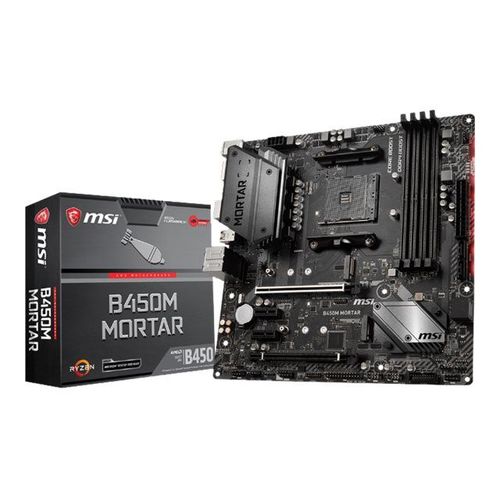 MSI B450M MORTAR - Carte-mère - micro ATX - Socket AM4 - AMD B450 Chipset - USB 3.1 Gen 1, USB-C Gen2, USB 3.1 Gen 2 - Gigabit LAN - carte graphique embarquée (unité centrale requise) - audio HD...