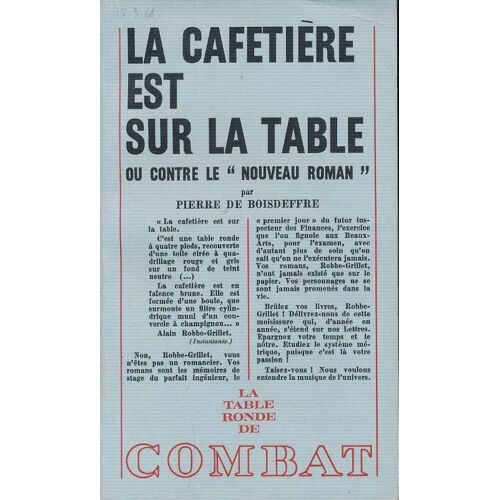 La Cafetière Est Sur La Table Ou Contre Le "Nouveau Roman