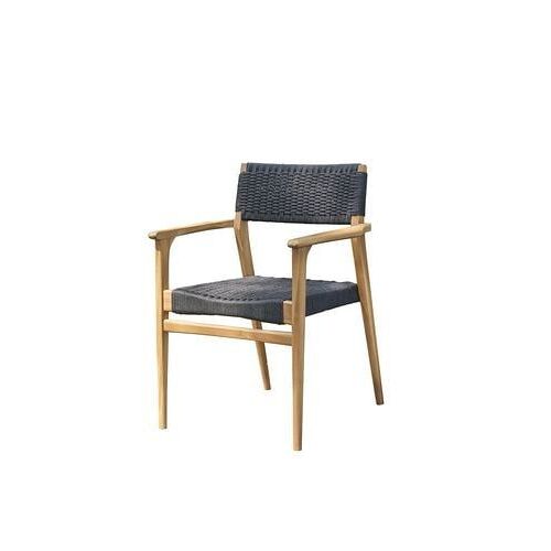 Esther Fauteuil De Jardin En Teck Massif Et Cordage Noir
