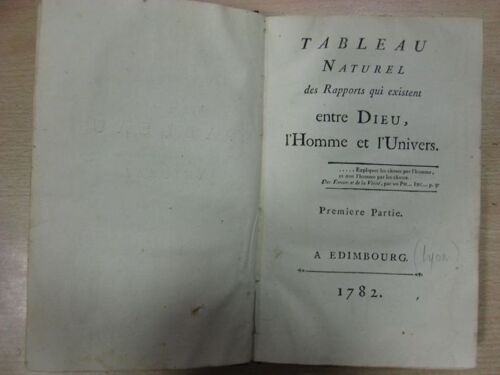 Tableau Naturel Des Rapports Qui Existent Entre Dieu, L'homme Et L'univers