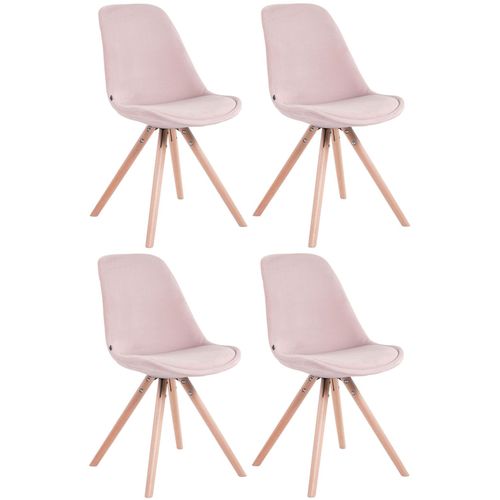 4 Chaises De Salle À Manger Style Scandinave En Velours Rose Pieds Rond En Bois Clair Cds10308