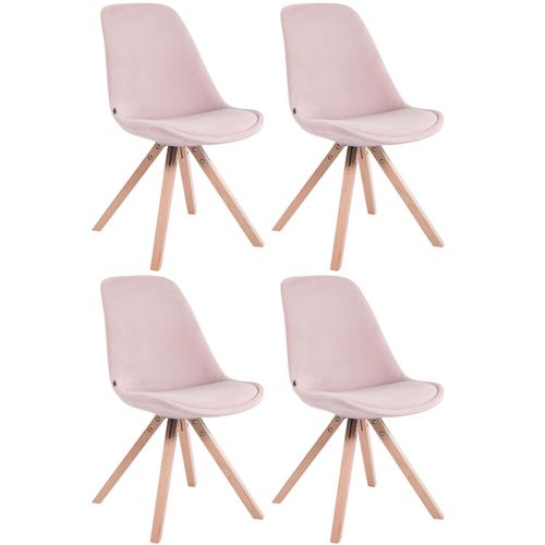 4 Chaises De Salle À Manger Style Scandinave En Velours Rose Pieds Carré En Bois Cds10194