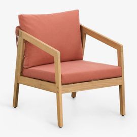 Chaise De Jardin Kaela En Bois D'acacia Et Corde Tressée Rouge Tuile Brun Acacia