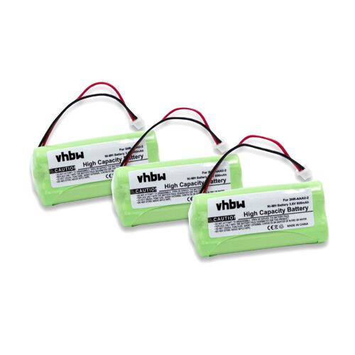 Vhbw 3x Batterie Remplacement Pour 3hr-Aaau-2 Pour Combiné Téléphonique Téléphone Fixe (700mah, 3,6v, Nimh)