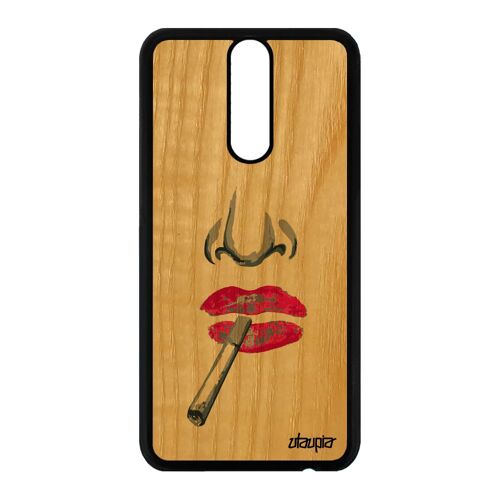 Coque pour Huawei Mate 10 lite bois silicone portrait artiste femme 4G rose etui