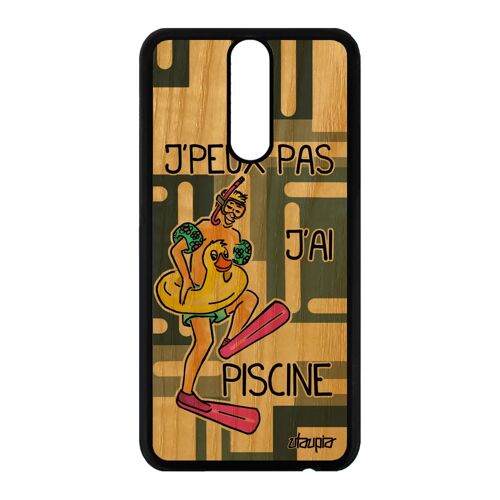 Coque Mate 10 Lite En Bois Silicone J'peux Pas J'ai Piscine Humour Drole Huawei Mate 10 Lite