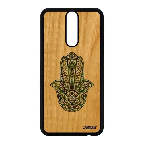 Coque Main De Fatma Pour Huawei Mate 10 Lite Bois Silicone Vert Symbole Fatima A