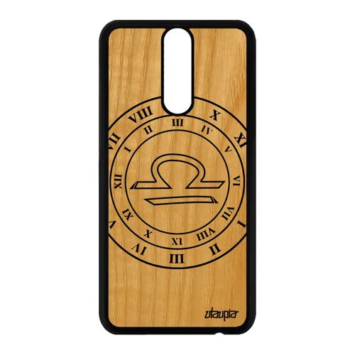 Coque en bois Mate 10 lite silicone Signe astrologique balance frêne noir Huawei Mate 10 lite