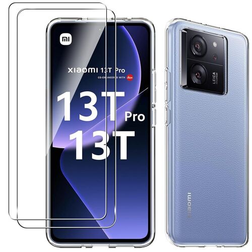 Coque et 2 Verres Trempés pour Xiaomi 13T / 13T Pro - Protection Antichoc Silicone Transparent - BOOLING
