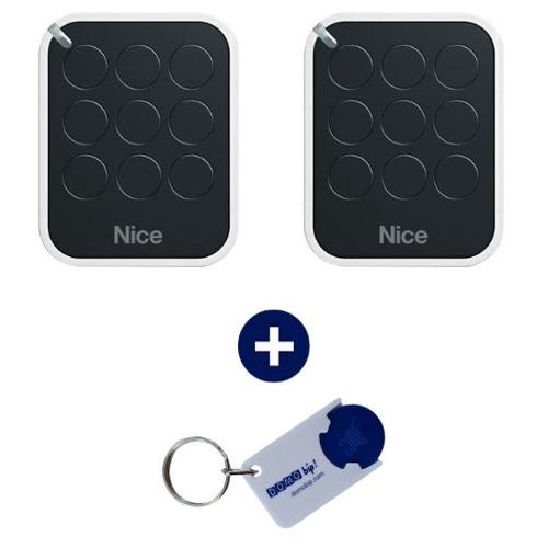 NICE - Lot de 2 Télécommande 9 canaux ON9E - 433.92 MHz + 1 porte-clés DOMOBIP