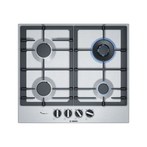 Bosch Serie 6 PCH6A5C90D - Table de cuisson au gaz - 4 plaques de cuisson - Niche - largeur : 56 cm - profondeur : 48 cm - argent - sans cadre - acier inoxydable