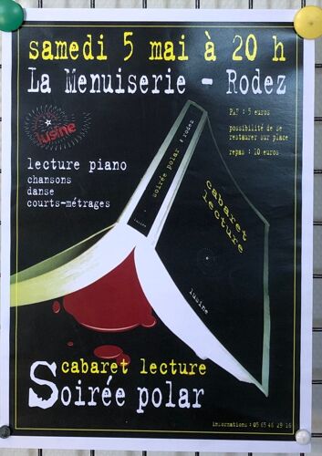 Affiche La Menuiserie Rodez, Soirée Polar, Samedi 5 Mai À 20h, Série Noire