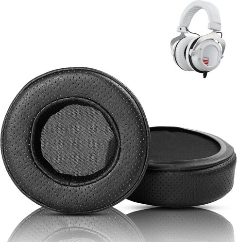 KAL-Coussinets Respirants De Remplacement Compatibles Avec Beyerdynamic Custom One Pro Plus Casque Coussins (Cuir Protéiné Perforé/Mousse À Mémoire De Forme)