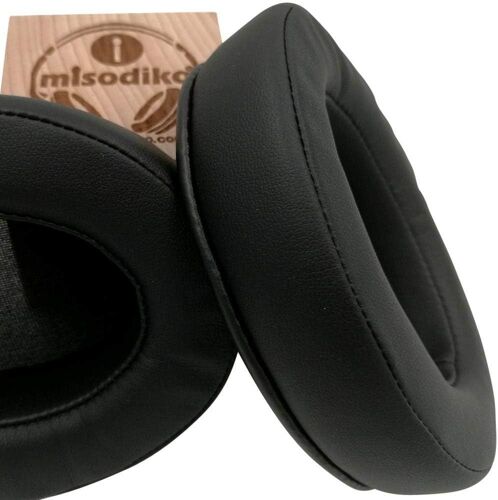 KAL-Coussinets D'Oreille En Mousse À Mémoire De Forme Améliorés ¿ Cuir Protéiné Noir ¿ Suitable Pour Les Grands Écouteurs ¿ Compatible Avec Ath M50, Ath-M50X, Ath-M30X, Msr7Nc, Ath-M40X