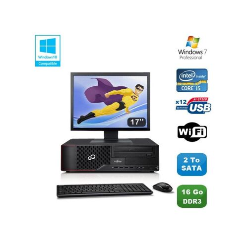 Lot PC Fujitsu Esprimo E700 E90+ SFF i5 3.1GHz 16Go 2To Graveur WIFI W7 +17"