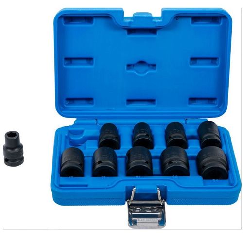 JEU DE 10 DOUILLES A CHOC BGS IMPACT COURTES 6 PANS CARRE 1/2 DE 10 à 24 mm