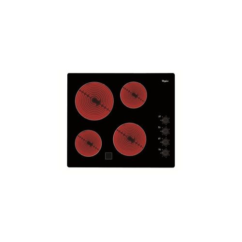 WHIRLPOOL Plaque de Cuisson Vitrocéramique Noir 4 Foyers 6 niveaux de puissance