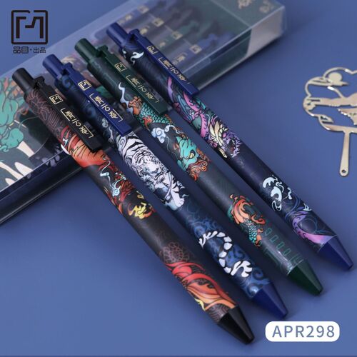 Stylo À Gel À Motif De Dragon Chinois Cool, 0.5 Rollerball, Stylo Signe, Fournitures Scolaires Et De Bureau, 4 Pièces/Ensemble