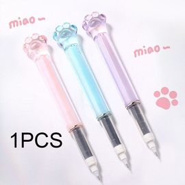Stylo Gel Liquide À Griffes De Chat En Cristal, 1 Pièce, Stylo À Bille Lisse Et Continue, Encre À Séchage Rapide, Fournitures Scolaires Et De Bureau