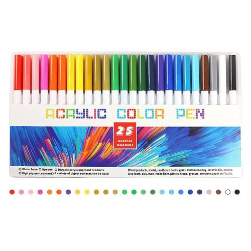 Stylos Marqueurs Permanents En Acrylique, 25 Couleurs, Pour Peinture Sur Tissu, Métal, Céramique, Peinture Sur Roche, Verre, Fabrication De Cartes, Bois