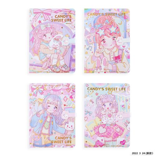 Carnet De Notes Pour Filles, 128 Feuilles, Pages En Couleur, Illustration, Bouton Magnétique, Bord Coloré, Joli Agenda, Bloc-Notes