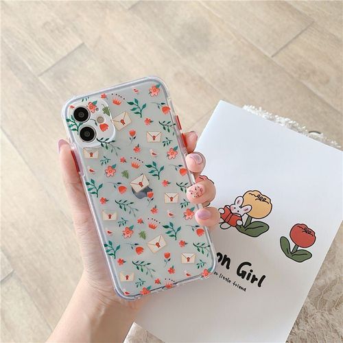 Coque De Téléphone À Motif Floral, Étui Souple Transparent En Tpu Pour Iphone 11 Pro Max X Xr Xs Max 7 8 Plus Se 2020 12 Mini