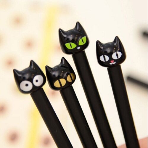 Stylo Gel Chat Noir Mignon Kawaii, 0.5mm, 48 Pièces/Lot, Papeterie Coréenne, Fournitures De Bureau Et D'écriture Pour Enfants, Cadeau