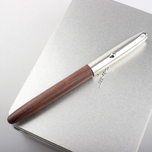 Stylo À Pointe Fine En Acier Inoxydable, Vintage, Tonneau En Bois, Stylos À Encre, Bureau, Banque, École, Étudiant, A6787